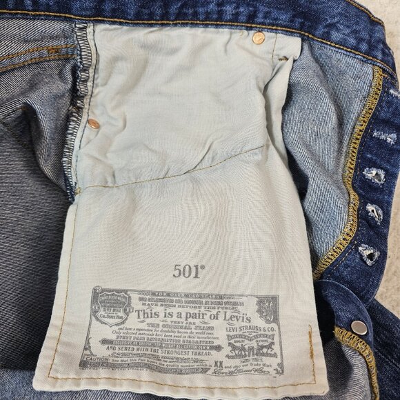 Levi's 501 Jeans Men's 42x30 Blue Denim Copper Rivets Button Fly Dark Wash - Picture 14 of 16